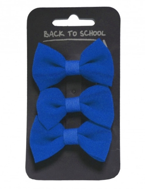 Bow Hair Clips 3pk - Royal Blue